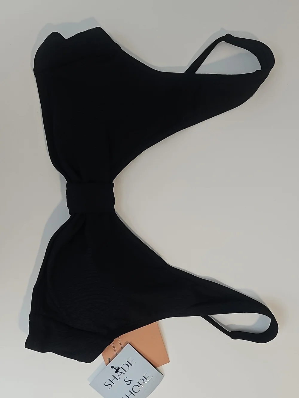 Shade & Shore Womens M Black Ribbed Bikini Set w Bralette Top & Side-Tie Bottoms